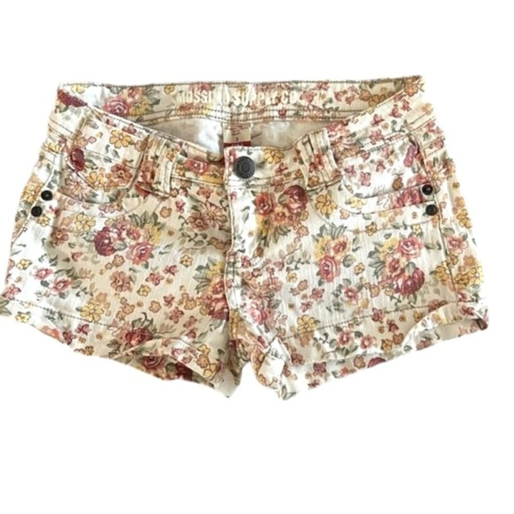 Mossimo Floral Low Rise Micro Mini Denim Shorts Size 3 - Picture 1 of 3